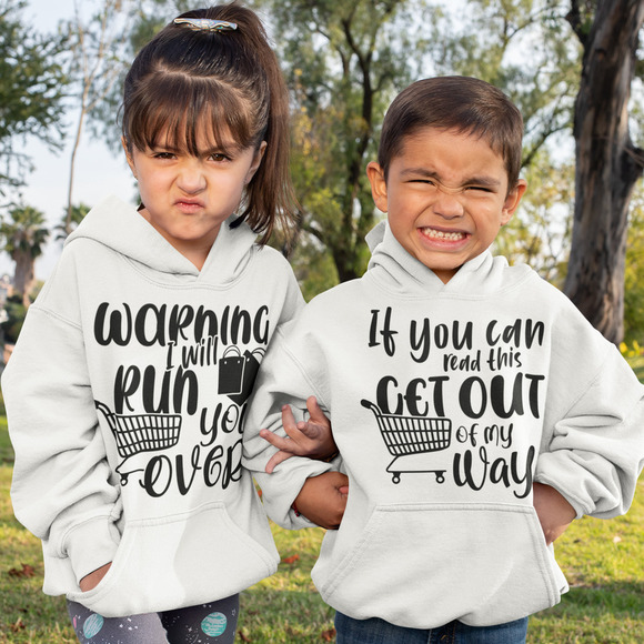 WARNING I Will or If You Can Read White Black Long Sleeve Graphic Hoodie Sweater - Picture 1 of 4
